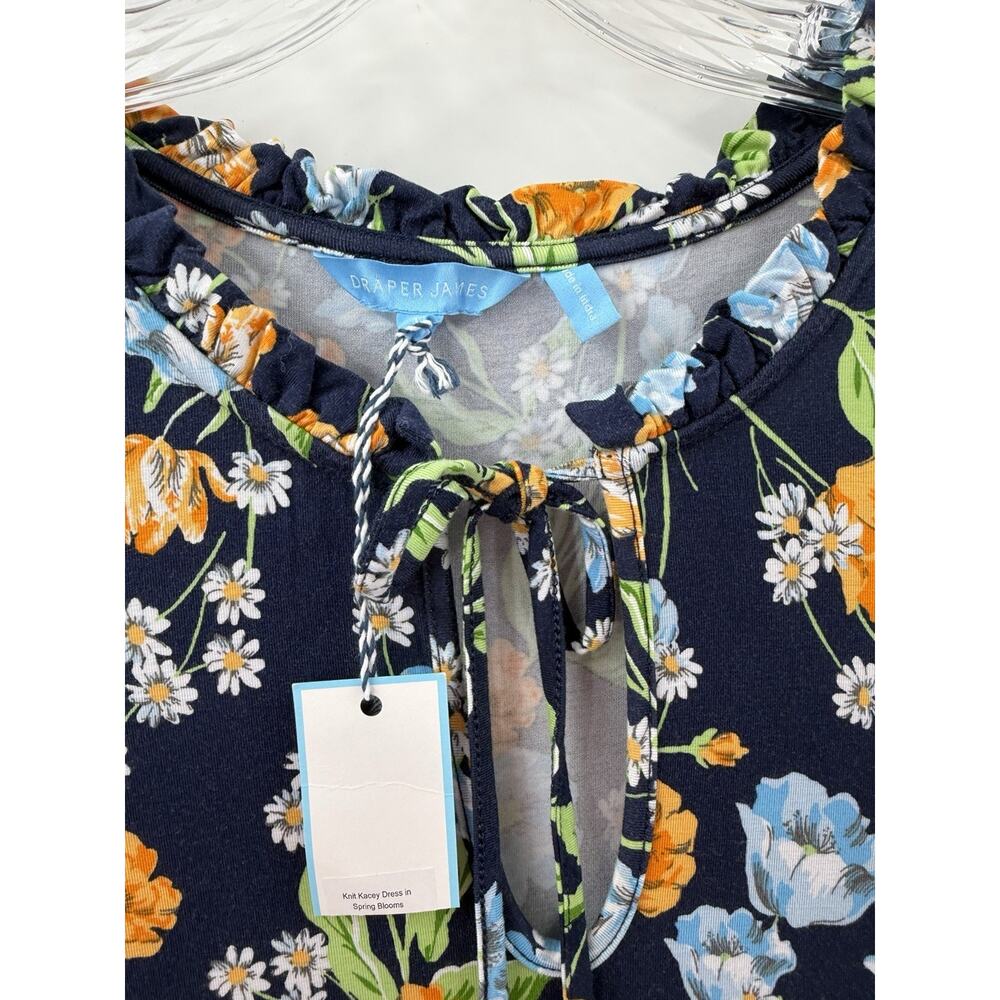 Draper James Women’s Short Sleeve Kacey Knit Dress Spring Blooms Navy Size L NWT - Picture 3 of 11